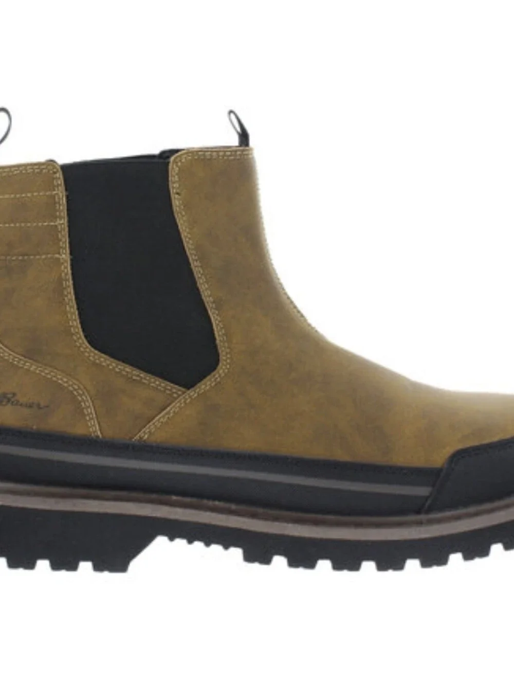 Eddie Bauer Brown Leather Pull-On Chelsea Men's Ankle Boots Waterproof Steel Toe